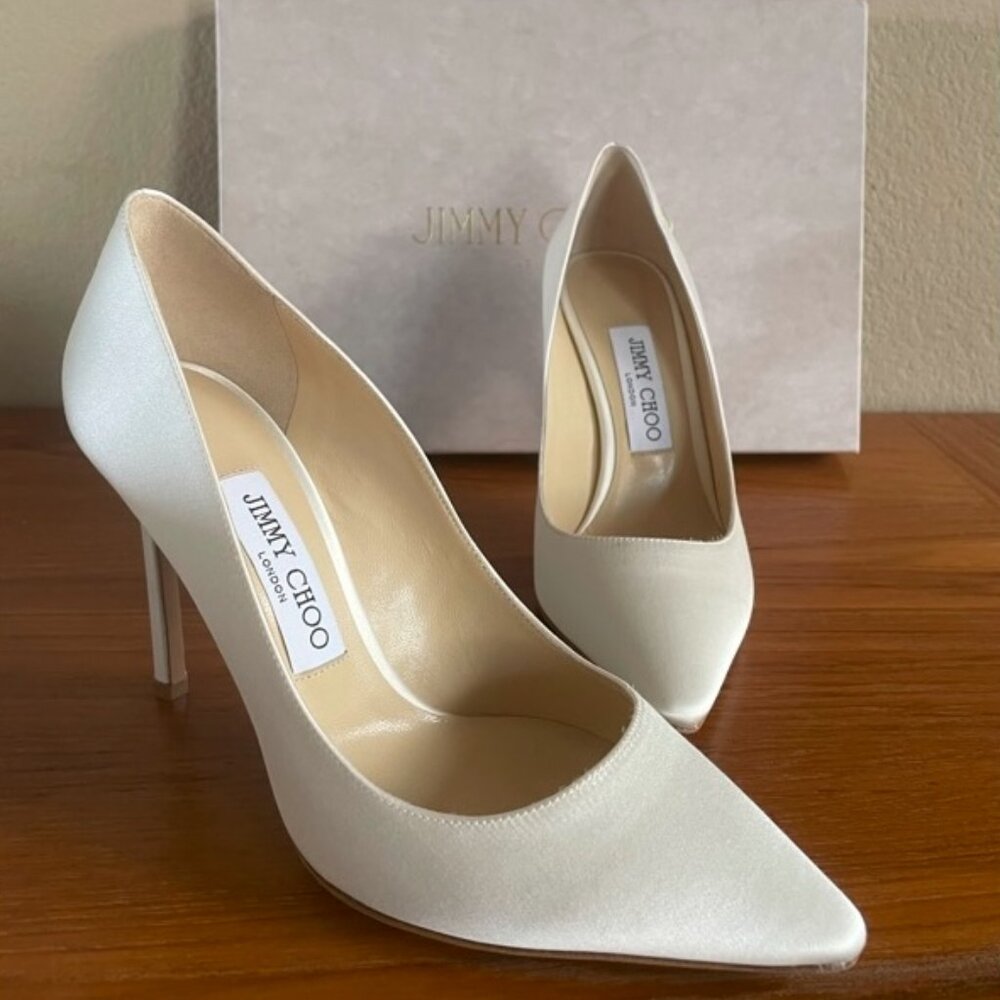JIMMY CHOO ROMY 100 SATIN IVORY - Picture 14 of 16